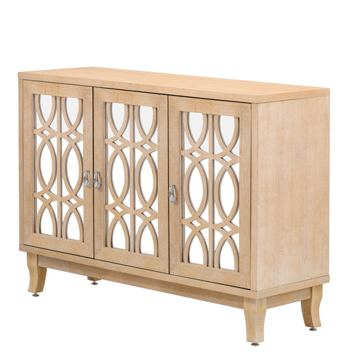 1st Choice Sideboard with Glass Doors 3 Door Mirrored Buffet Cabinet