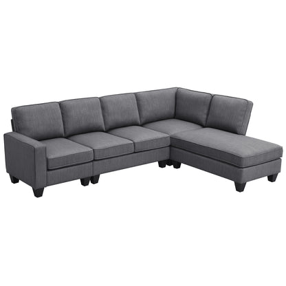 1st Choice Modern L-shaped Sectional Sofa Linen Fabric Couch Set