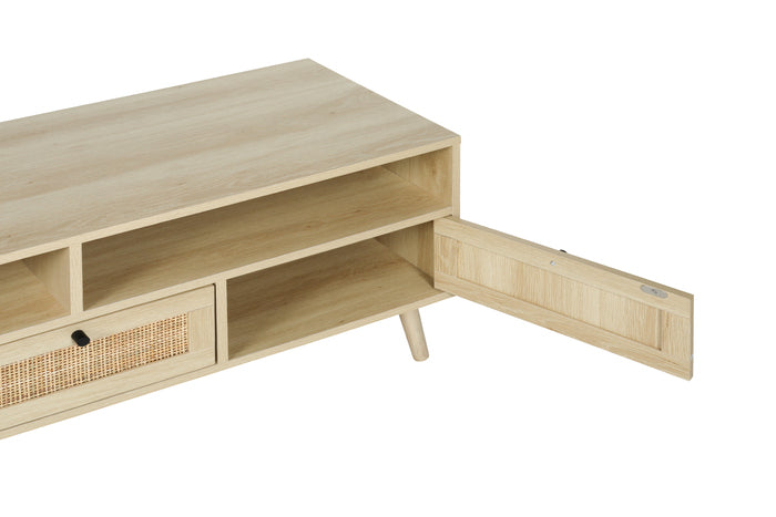 1st Choice Rattan TV Stand Console with Solid Wood Feet in Natural