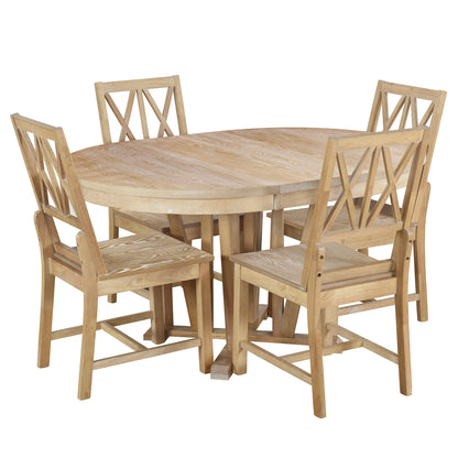 1st Choice 5-Piece Dining Table Set with 4 Cross Back Dining Chairs