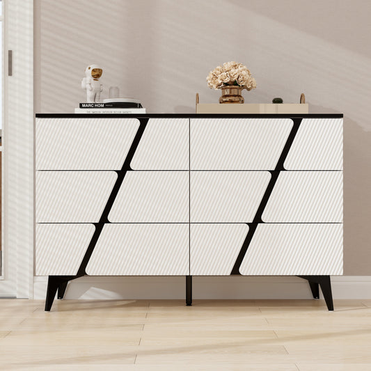1st Choice Contemporary White Blister Twill Modern Six-Drawer Cabinet