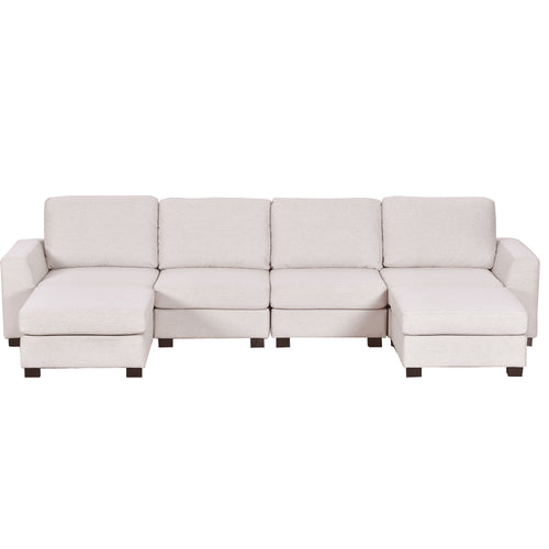 1st Choice 3 Pieces U shaped Sofa with Removable Ottomans in Beige