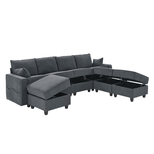 1st Choice Sectional Modular Sofa 7 Storage Seat Sofa Bed Couch