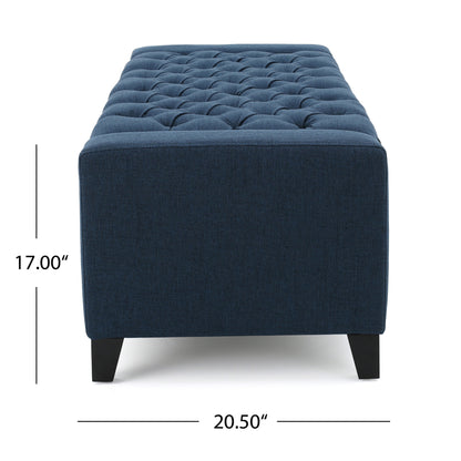 1st Choice Modern Durable Fabric Navy Blue Storage Tufted Top Ottoman