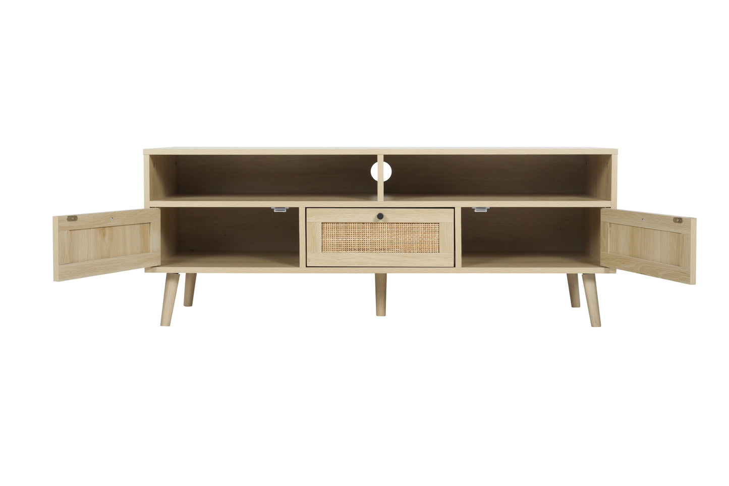 1st Choice Rattan TV Stand Console with Solid Wood Feet in Natural