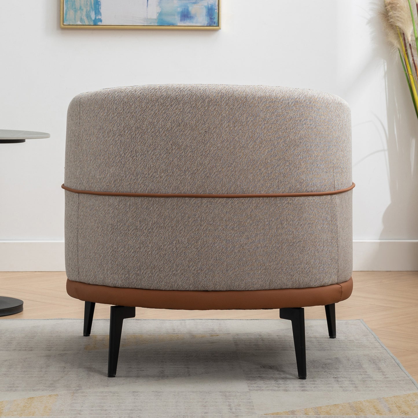 1st Choice Modern Two-tone Upholstered Round Armchair in Burnt Orange