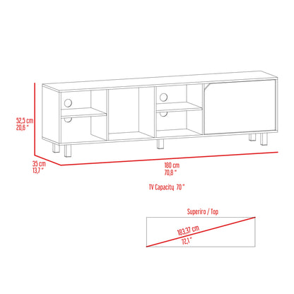 1st Choice Modern Elegant Harwich 5-Shelf TV Stand in Light Oak Finish