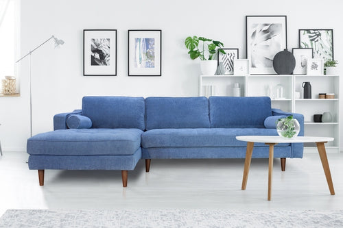 1st Choice Modern Elegant Laf Living Room Sectional in Denim Blue