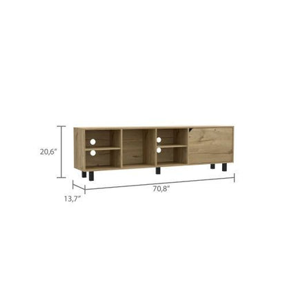 1st Choice Tv Stand up 70" with Four Open Shelves & Five Legs in Light Oak