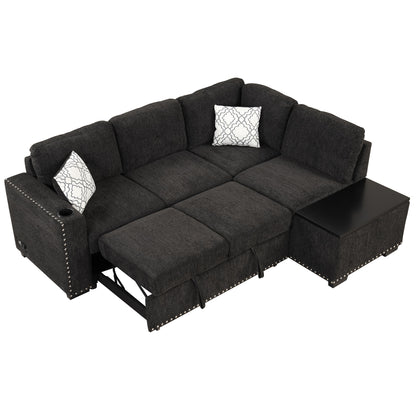 1st Choice Modern 83.8" Reversible Sectional Pull-Out Sofa Bed L-Shaped
