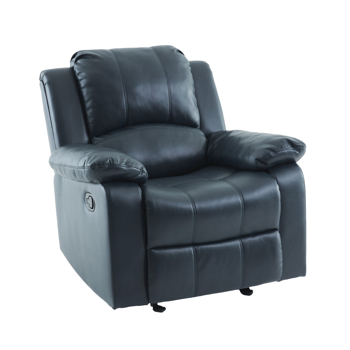 Charlotte Glider Recliner Chair – Blue Faux Leather Recliner with Gliding & Latch Recline Function