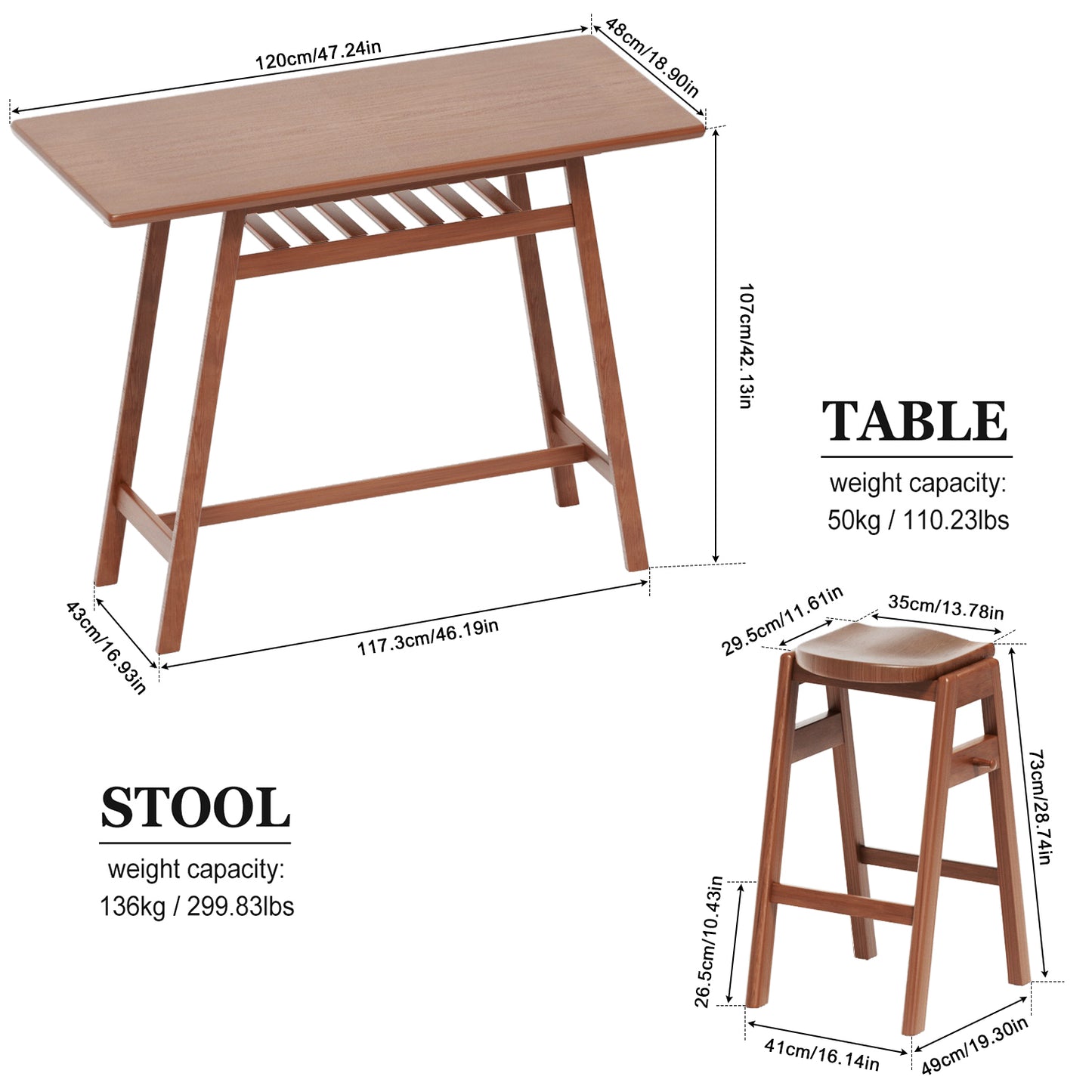 1st Choice 3-Piece Pub Dining Set - Retro Bar Table & Stackable Stools