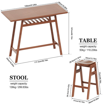 1st Choice 3-Piece Pub Dining Set - Retro Bar Table & Stackable Stools