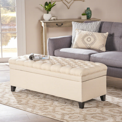 1st Choice Modern Versatile Storage Fabric Beige Ottoman Furniture