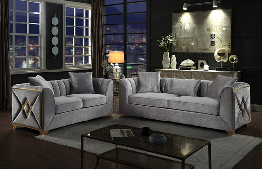 Velencia 2Pc Modern Living Room Set  in Silver