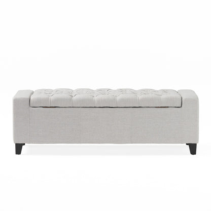 1st Choice Modern Bedroom Tufted Guernsey Storage Fabric Grey Ottoman