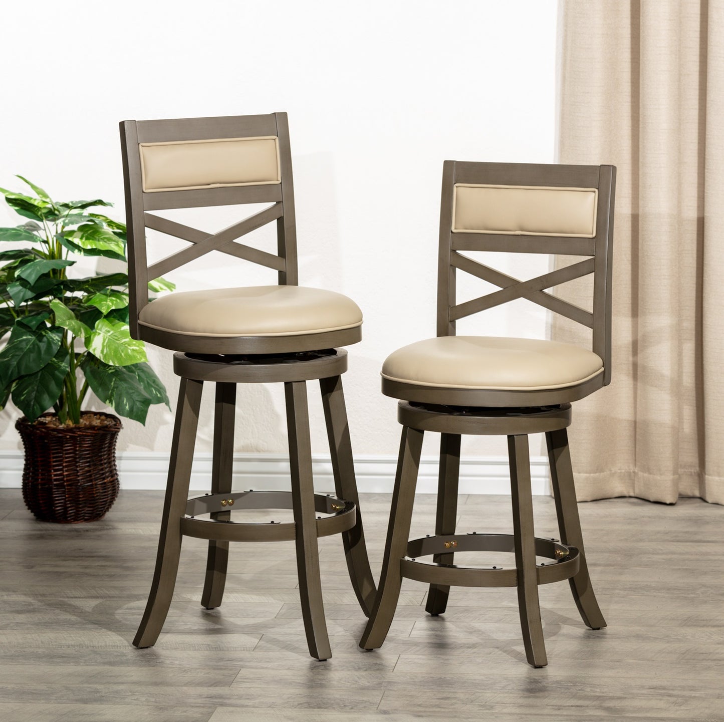 1st Choice Luxurious 30" X-Back Swivel Stool in French Gray - Perfect for Any Home