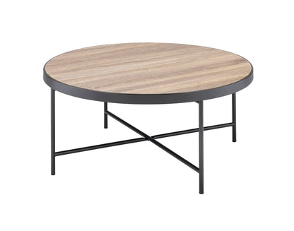 Bage Weathered Gray Oak & Metal Finish Coffee Table - 1st Choice Furniture Direct