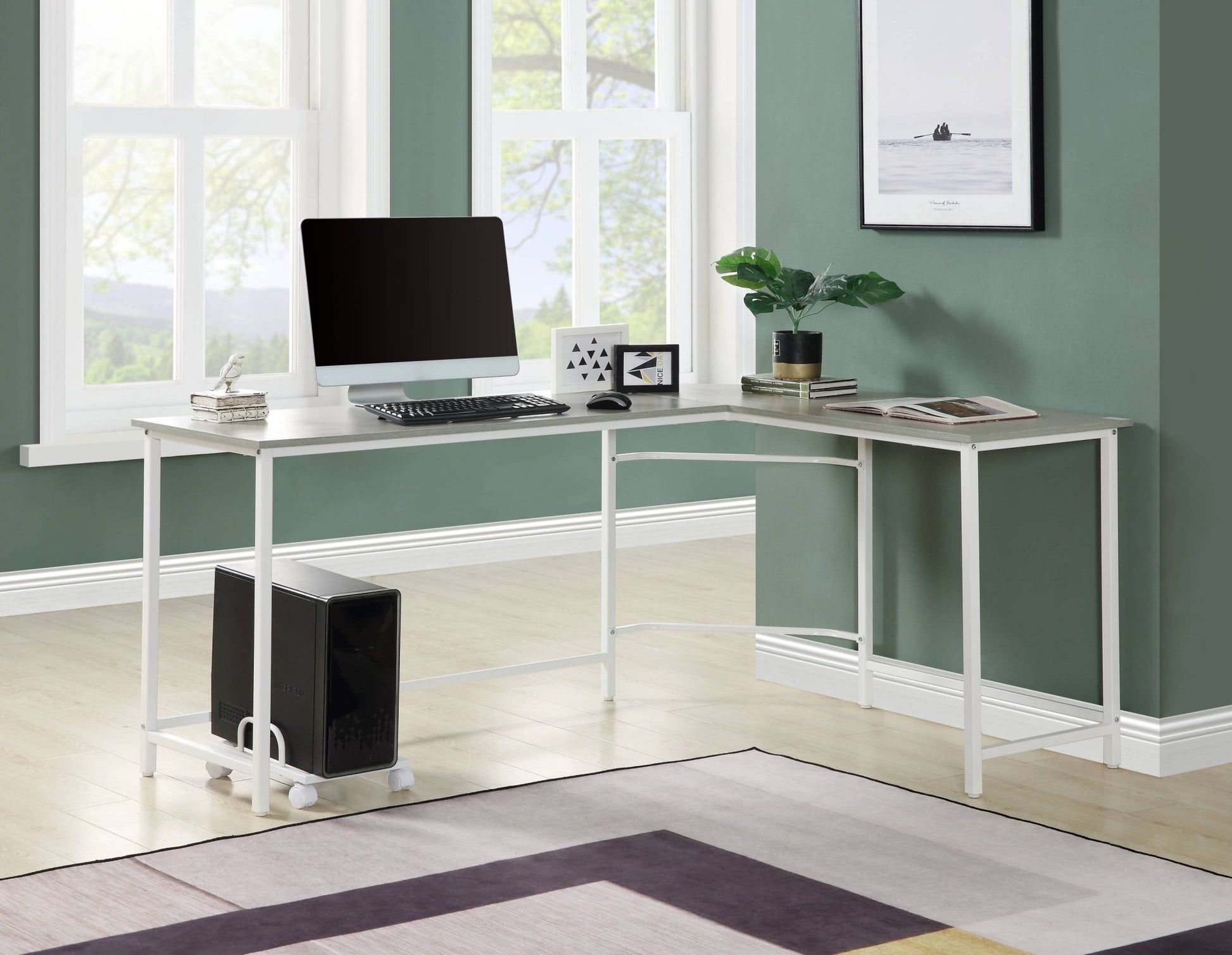 Bambina Gray & White Finish Computer Desk - 1st Choice Furniture Direct