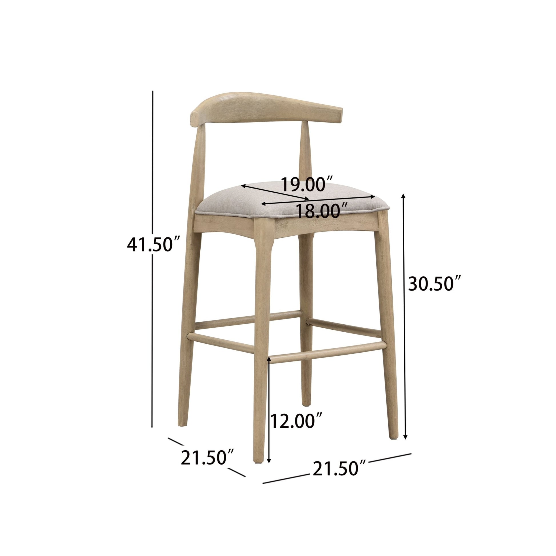 BAR STOOL IN PEBBLE FABRIC (SET OF 2) - 1st Choice Furniture Direct