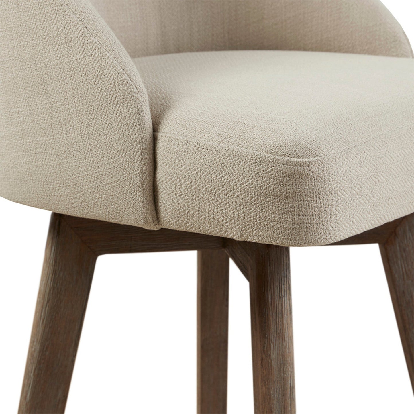 Bar Stool with Swivel Seat in Sand Polyester and Reclaimed Grey Wood - 1st Choice Furniture Direct