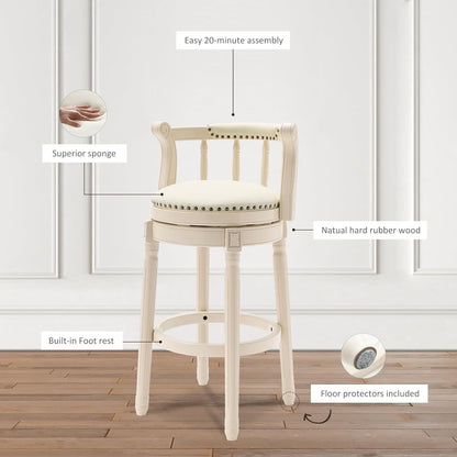 Bar Stools Seat Height 29.5'' Leather Wooden Bar Stools(WHITE 1pc) - 1st Choice Furniture Direct