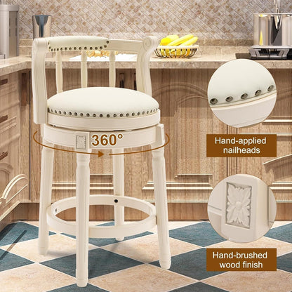 Bar Stools Seat Height 29.5'' Leather Wooden Bar Stools(WHITE 1pc) - 1st Choice Furniture Direct