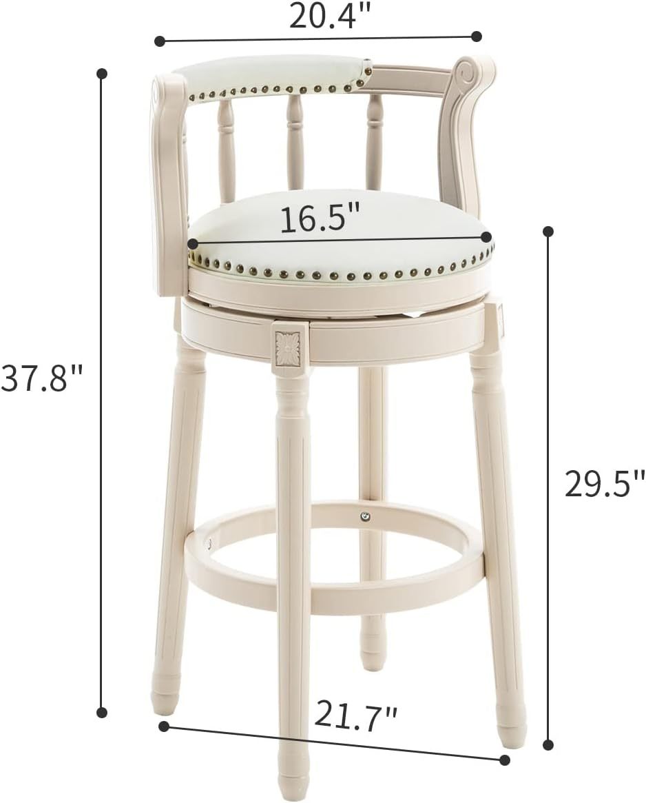 Bar Stools Seat Height 29.5'' Leather Wooden Bar Stools(WHITE 1pc) - 1st Choice Furniture Direct