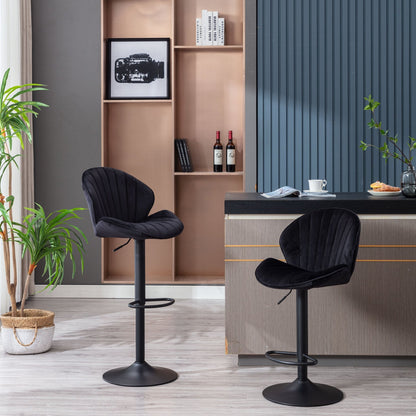 Bar Stools Set of 2 - Adjustable Barstools with Back and Footrest, Counter Height Bar Chairs for Kitchen, Pub - black - 1st Choice Furniture Direct