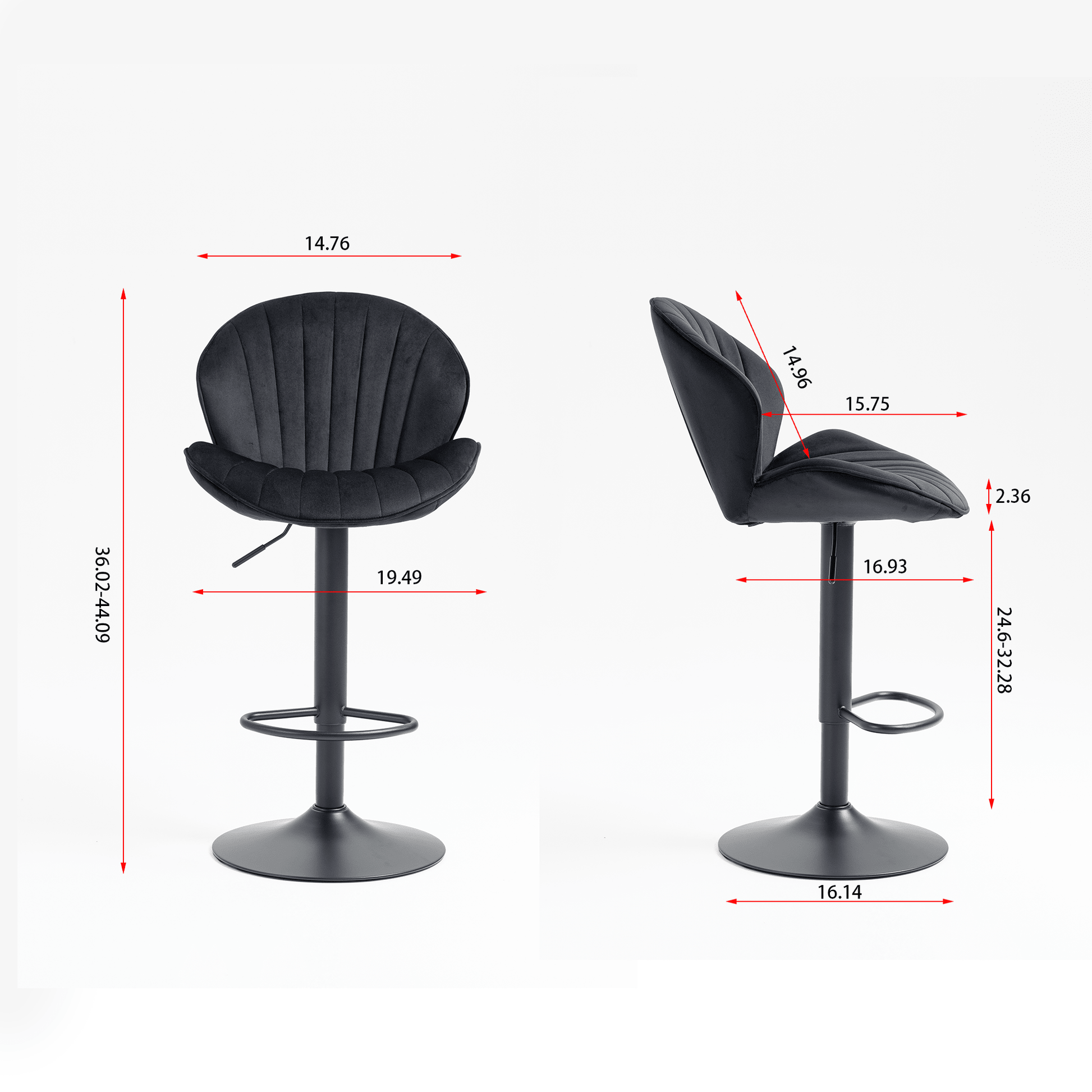 Bar Stools Set of 2 - Adjustable Barstools with Back and Footrest, Counter Height Bar Chairs for Kitchen, Pub - black - 1st Choice Furniture Direct