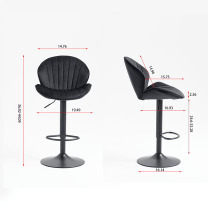 Bar Stools Set of 2 - Adjustable Barstools with Back and Footrest, Counter Height Bar Chairs for Kitchen, Pub - black - 1st Choice Furniture Direct