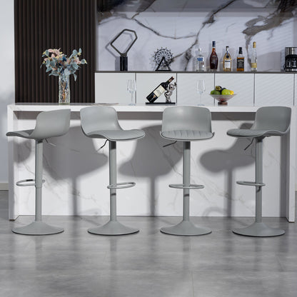 Bar Stools Set of 2 – Modern PU Leather Counter Height Barstools with Back, Height Adjustable Swivel Kitchen Island Chairs, Armless, Large Base - Gray - 1st Choice Furniture Direct