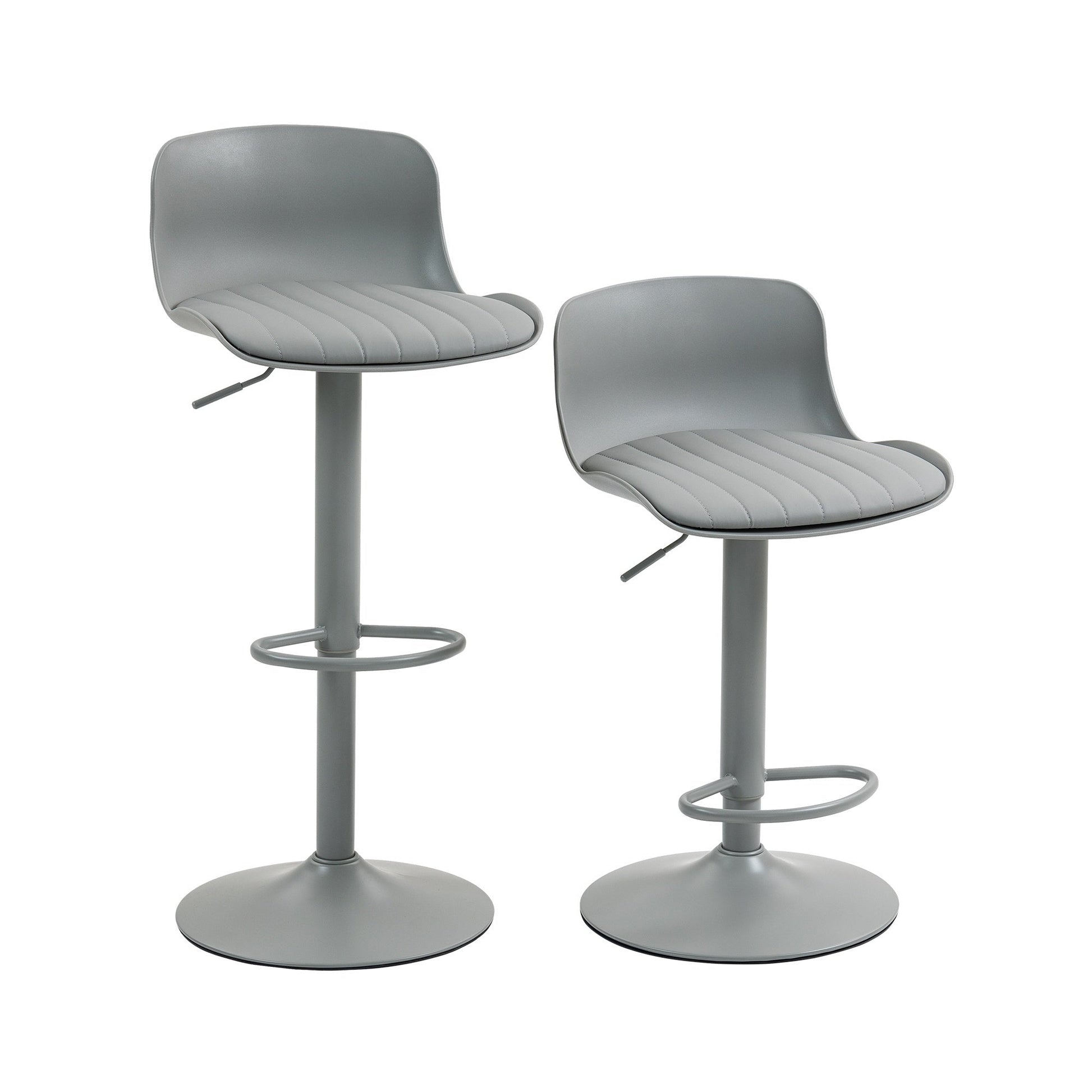 Bar Stools Set of 2 – Modern PU Leather Counter Height Barstools with Back, Height Adjustable Swivel Kitchen Island Chairs, Armless, Large Base - Gray - 1st Choice Furniture Direct