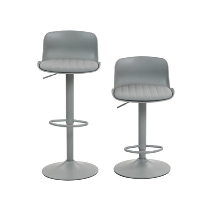 Bar Stools Set of 2 – Modern PU Leather Counter Height Barstools with Back, Height Adjustable Swivel Kitchen Island Chairs, Armless, Large Base - Gray - 1st Choice Furniture Direct