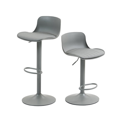 Bar Stools Set of 2 – Modern PU Leather Counter Height Barstools with Back, Height Adjustable Swivel Kitchen Island Chairs, Armless, Large Base - Gray - 1st Choice Furniture Direct