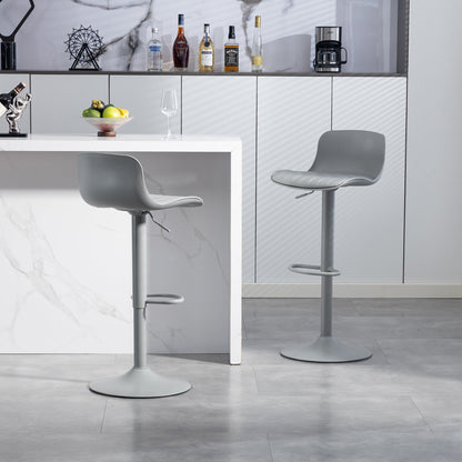 Bar Stools Set of 2 – Modern PU Leather Counter Height Barstools with Back, Height Adjustable Swivel Kitchen Island Chairs, Armless, Large Base - Gray - 1st Choice Furniture Direct