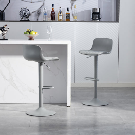 Bar Stools Set of 2 – Modern PU Leather Counter Height Barstools with Back, Height Adjustable Swivel Kitchen Island Chairs, Armless, Large Base - Gray - 1st Choice Furniture Direct