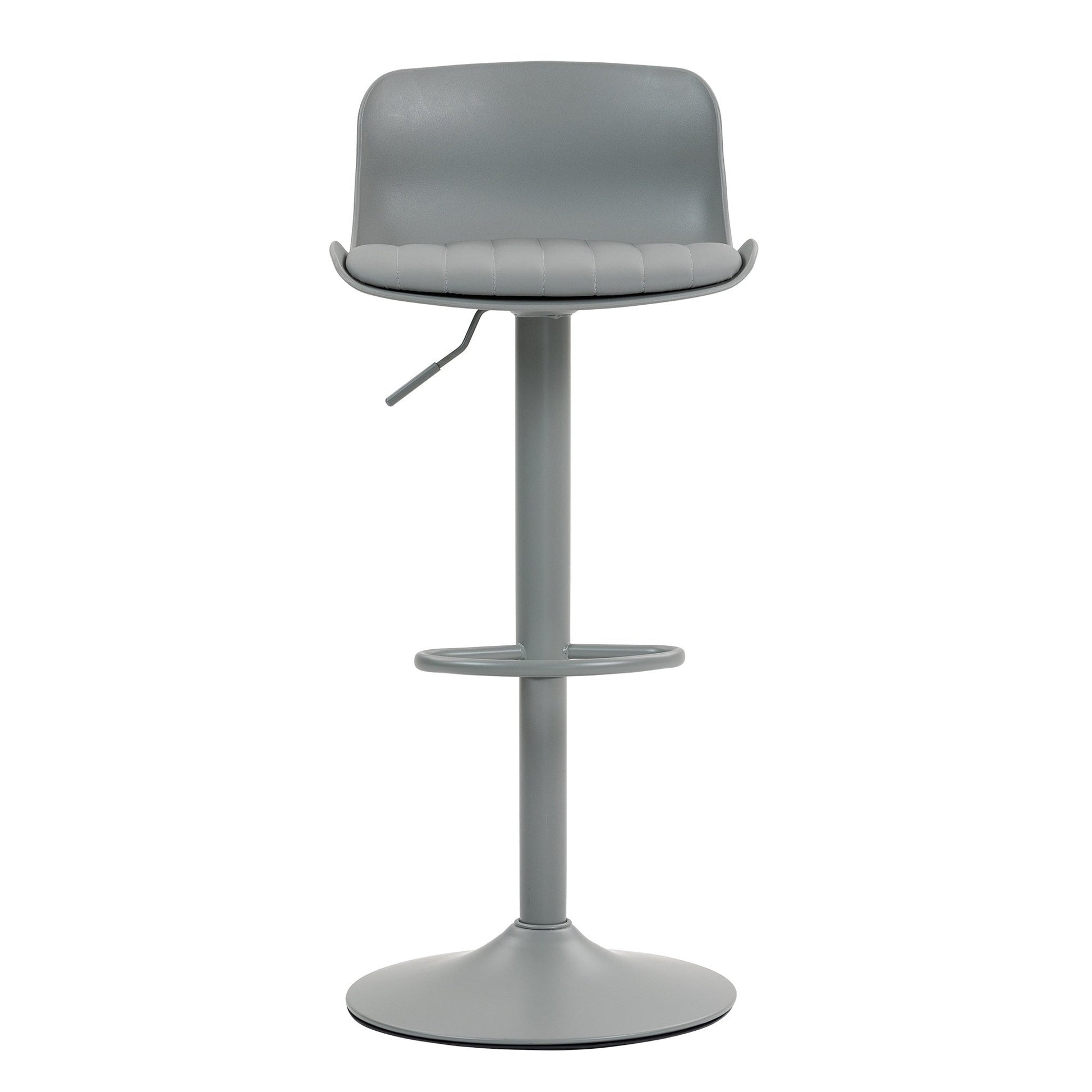 Bar Stools Set of 2 – Modern PU Leather Counter Height Barstools with Back, Height Adjustable Swivel Kitchen Island Chairs, Armless, Large Base - Gray - 1st Choice Furniture Direct