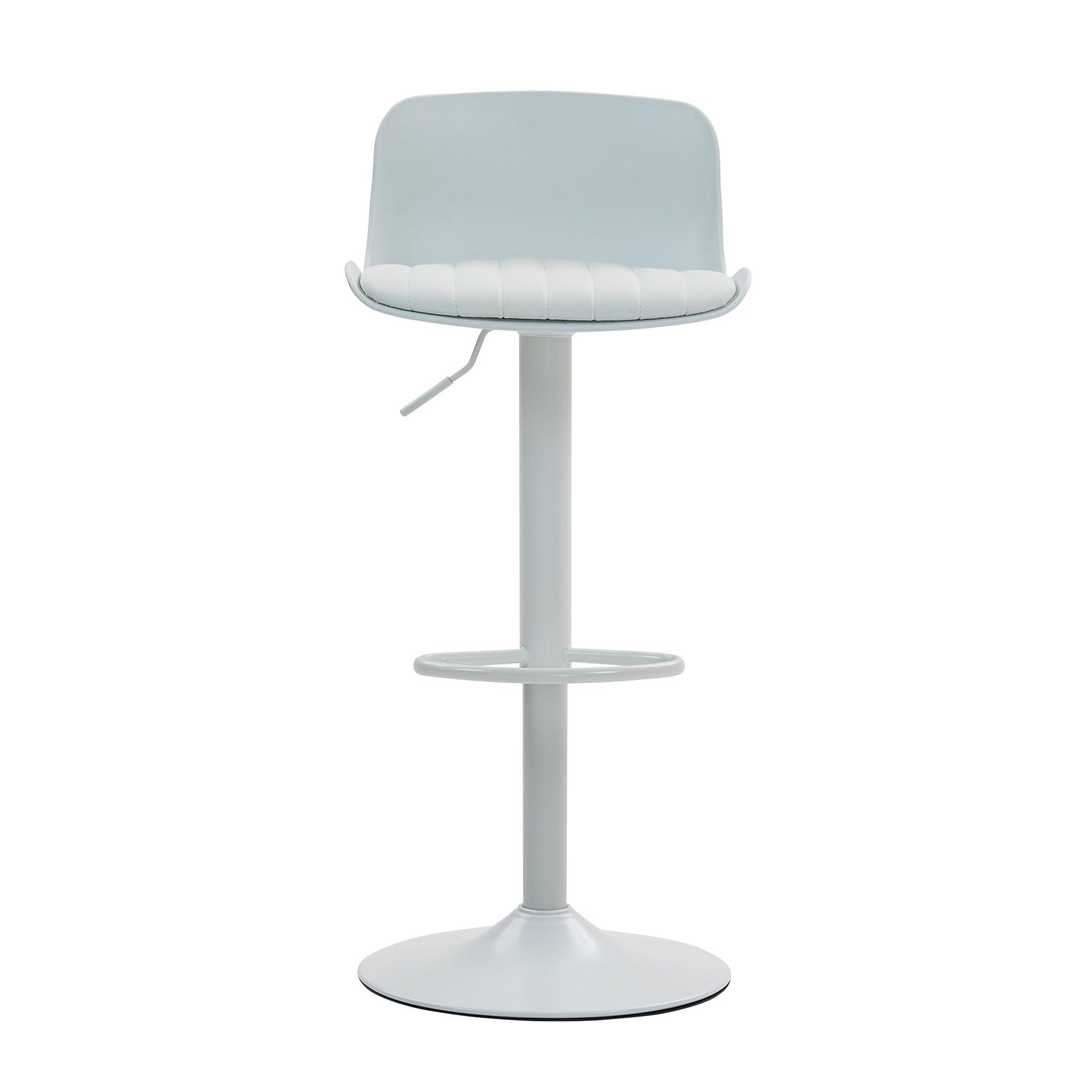 Bar Stools Set of 2 – Modern PU Leather Counter Height Barstools with Back, Height Adjustable Swivel Kitchen Island Chairs, Armless, Large Base - White - 1st Choice Furniture Direct