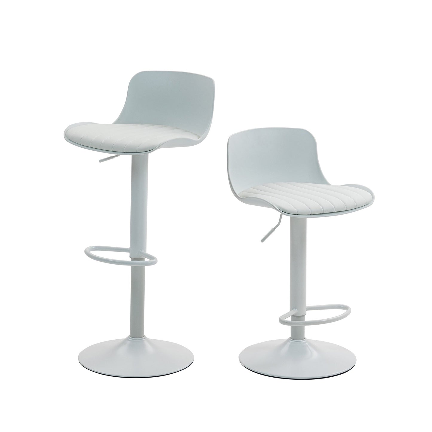Bar Stools Set of 2 – Modern PU Leather Counter Height Barstools with Back, Height Adjustable Swivel Kitchen Island Chairs, Armless, Large Base - White - 1st Choice Furniture Direct