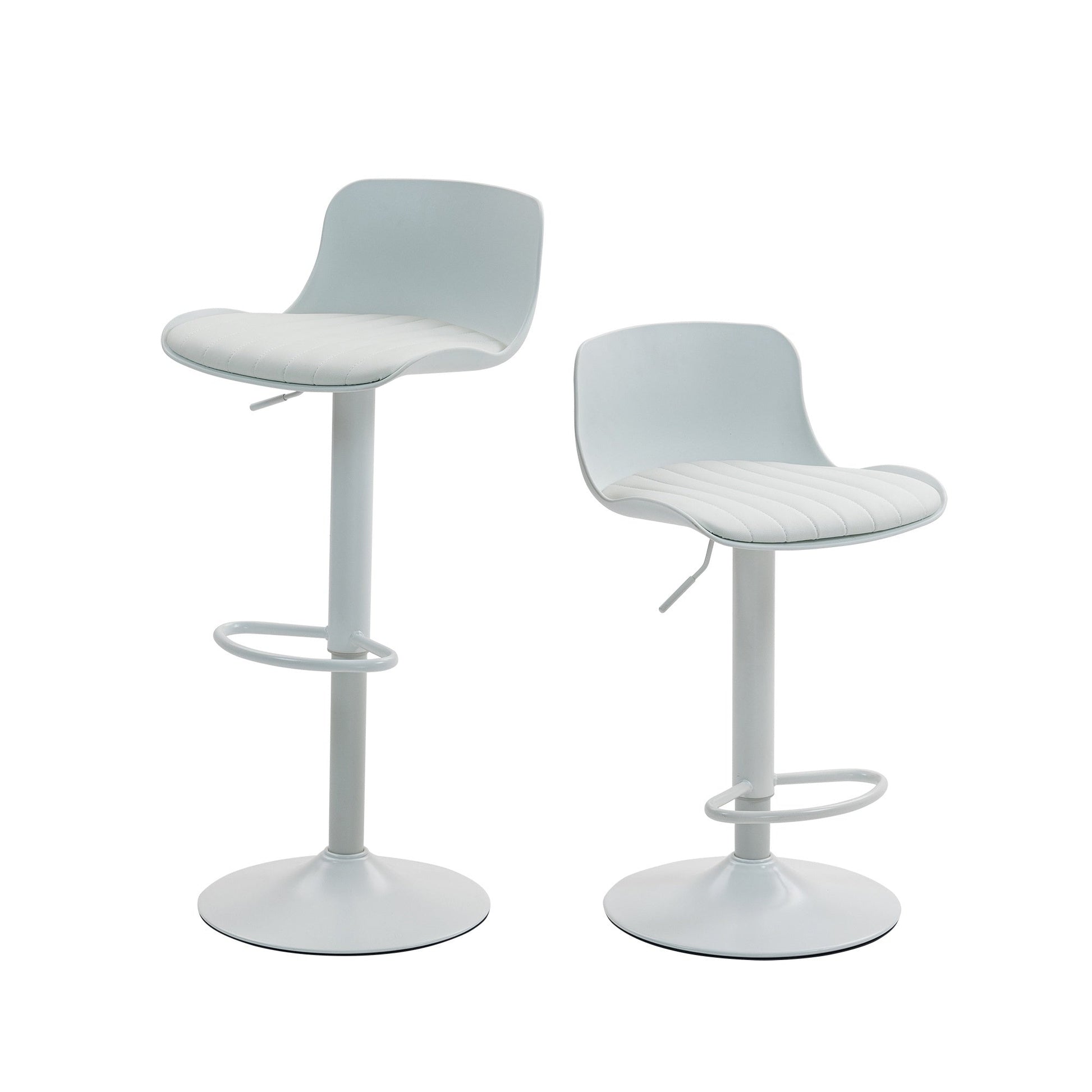 Bar Stools Set of 2 – Modern PU Leather Counter Height Barstools with Back, Height Adjustable Swivel Kitchen Island Chairs, Armless, Large Base - White - 1st Choice Furniture Direct