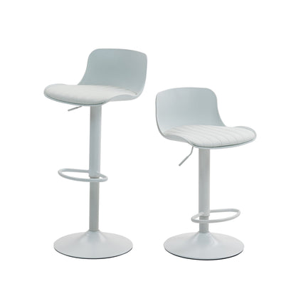 Bar Stools Set of 2 – Modern PU Leather Counter Height Barstools with Back, Height Adjustable Swivel Kitchen Island Chairs, Armless, Large Base - White - 1st Choice Furniture Direct