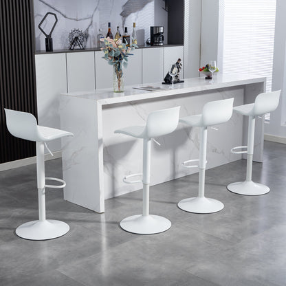 Bar Stools Set of 2 – Modern PU Leather Counter Height Barstools with Back, Height Adjustable Swivel Kitchen Island Chairs, Armless, Large Base - White - 1st Choice Furniture Direct