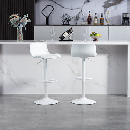 Bar Stools Set of 2 – Modern PU Leather Counter Height Barstools with Back, Height Adjustable Swivel Kitchen Island Chairs, Armless, Large Base - White - 1st Choice Furniture Direct