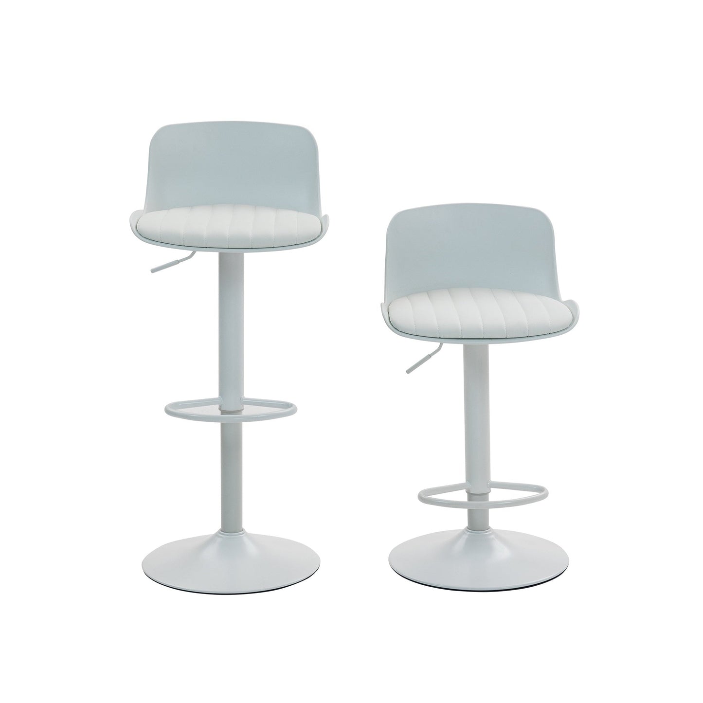 Bar Stools Set of 2 – Modern PU Leather Counter Height Barstools with Back, Height Adjustable Swivel Kitchen Island Chairs, Armless, Large Base - White - 1st Choice Furniture Direct
