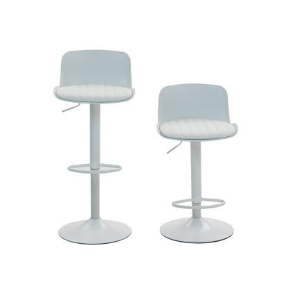 Bar Stools Set of 2 – Modern PU Leather Counter Height Barstools with Back, Height Adjustable Swivel Kitchen Island Chairs, Armless, Large Base - White - 1st Choice Furniture Direct