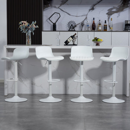 Bar Stools Set of 2 – Modern PU Leather Counter Height Barstools with Back, Height Adjustable Swivel Kitchen Island Chairs, Armless, Large Base - White - 1st Choice Furniture Direct