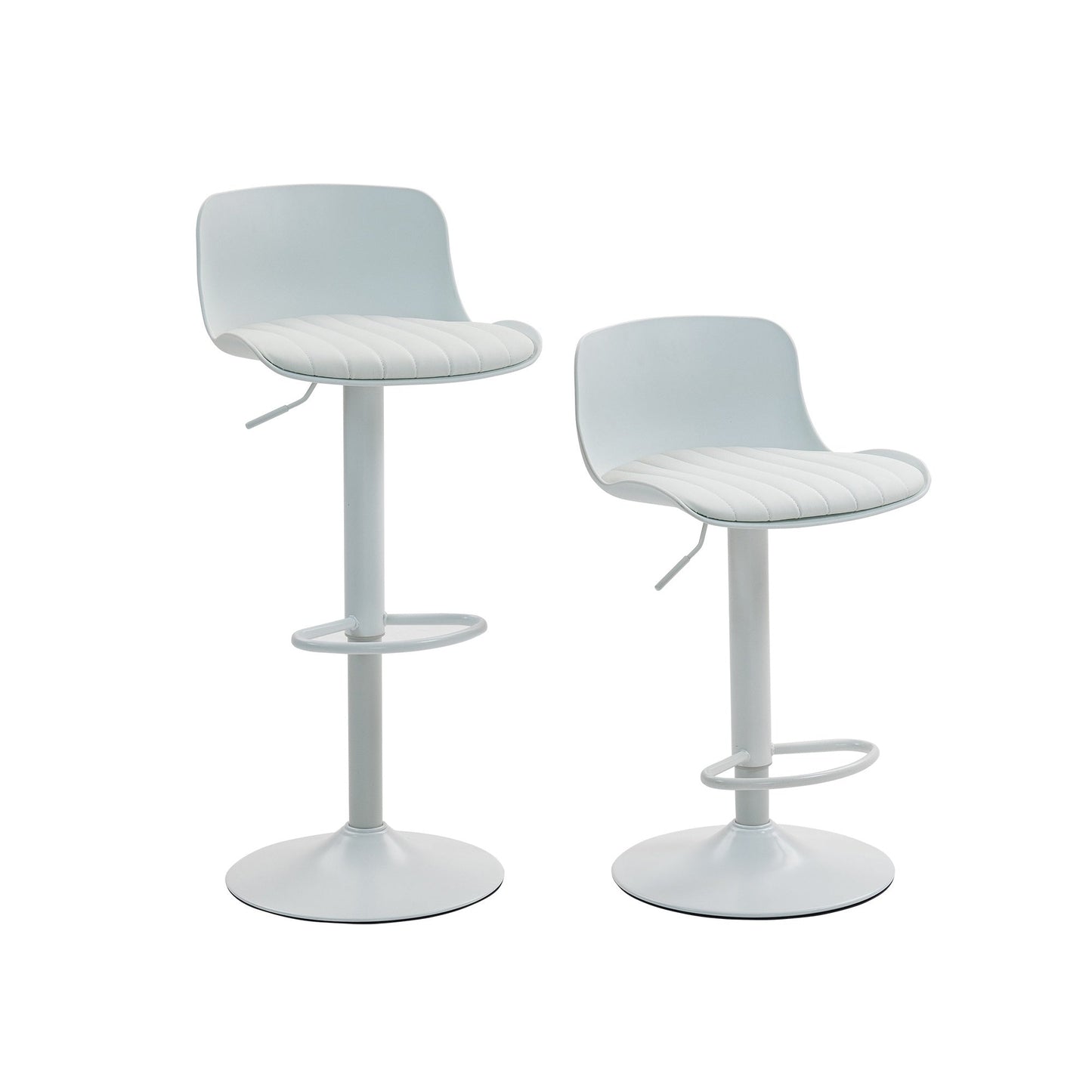 Bar Stools Set of 2 – Modern PU Leather Counter Height Barstools with Back, Height Adjustable Swivel Kitchen Island Chairs, Armless, Large Base - White - 1st Choice Furniture Direct