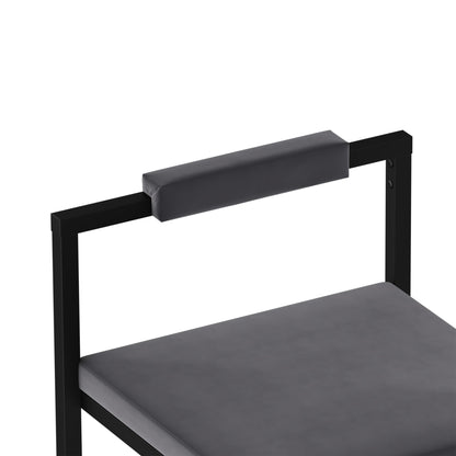 Bar Stools Upholstered Velvet Counter Height Barstools for Kitchen Island Set of 2 Modern Dining Chairs with Footrest & Backrest (Black & Gray) - 1st Choice Furniture Direct