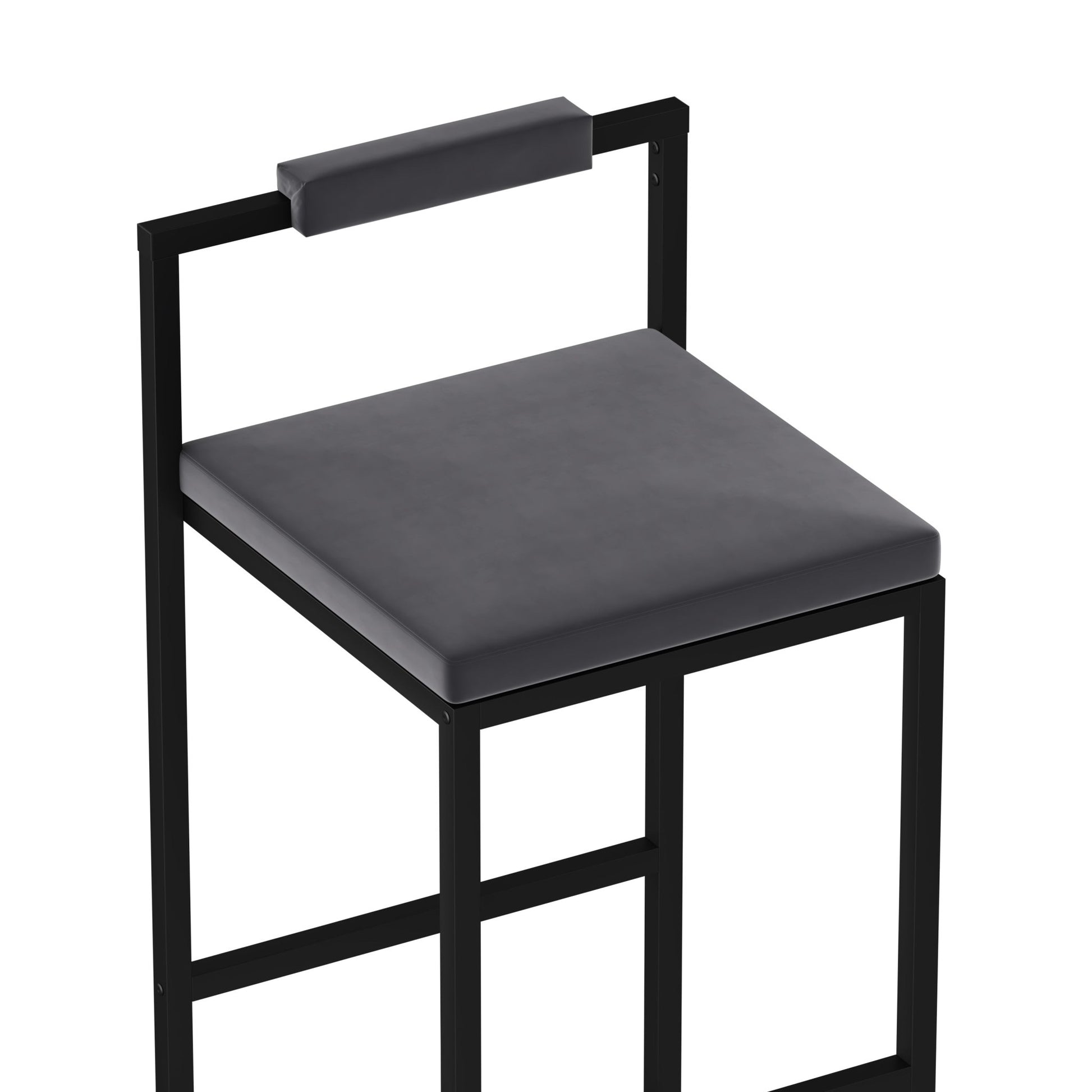 Bar Stools Upholstered Velvet Counter Height Barstools for Kitchen Island Set of 2 Modern Dining Chairs with Footrest & Backrest (Black & Gray) - 1st Choice Furniture Direct